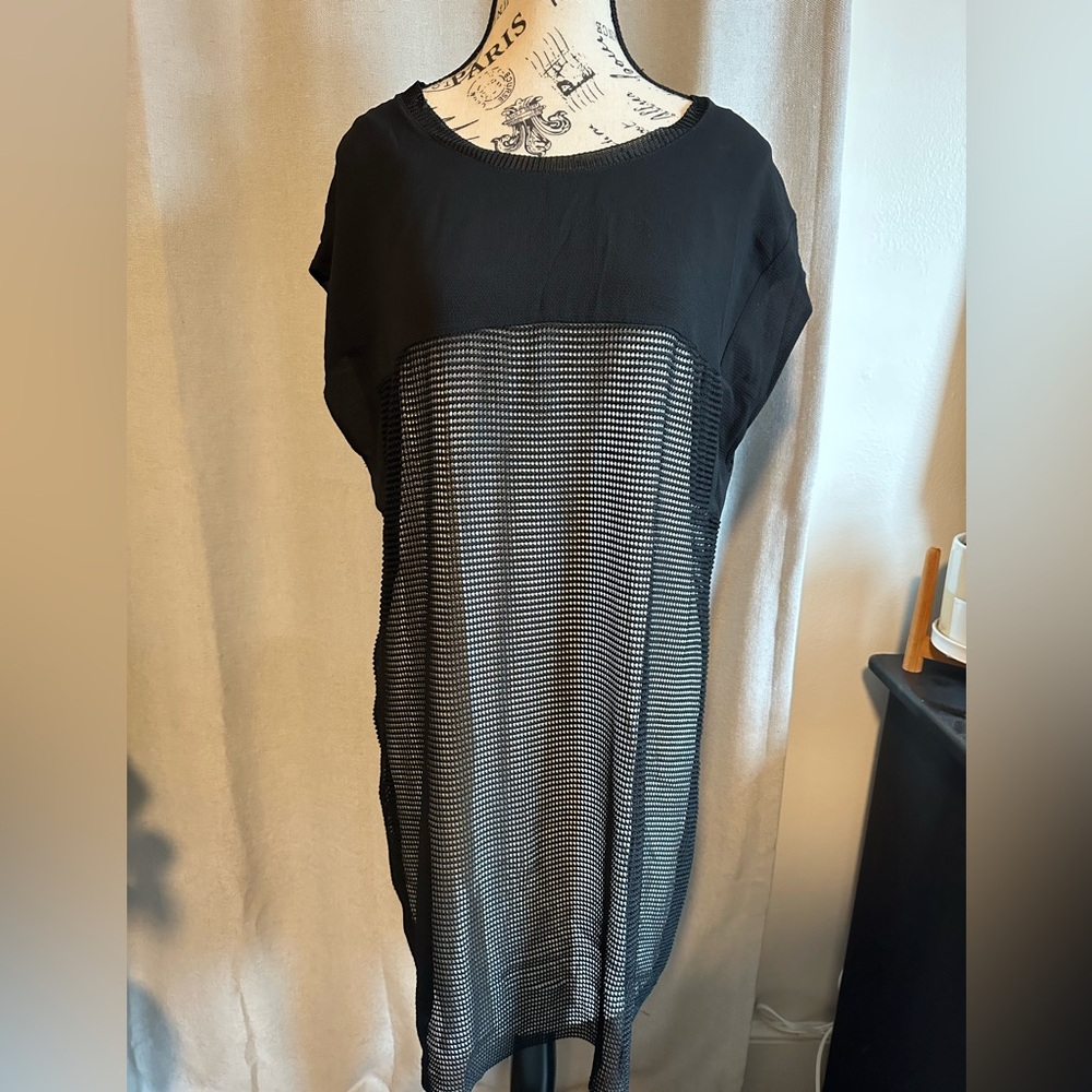 Black and Gray Mesh Overlay Dress